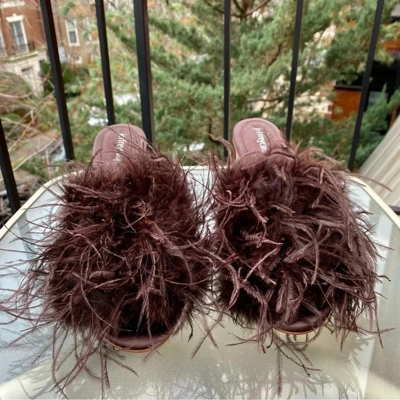 New Jeffrey Campbell Daisy Glass Feather Heels in Brown - Picture 8 of 13